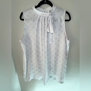 Shannon Ford White With Blush Pink Spots Sleeveless Blouse Tie Neck Size 1X